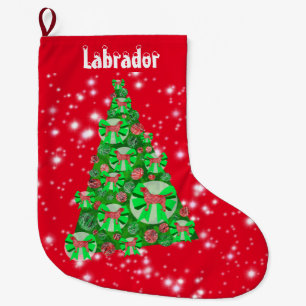 Labrador Retriever Dog Christmas Big Tree Großer Weihnachtsstrumpf