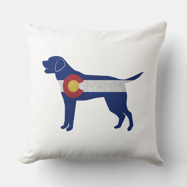 Labrador Retriever Dog Colorado Flag Silhouette Kissen (Vorderseite)