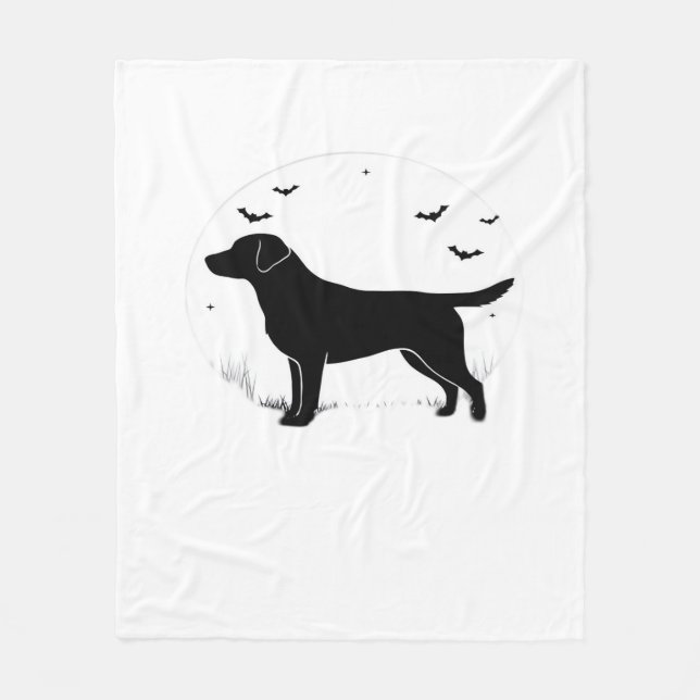 Labrador Retriever Dog - Halloween Moon Silhouette Fleecedecke (Vorderseite)