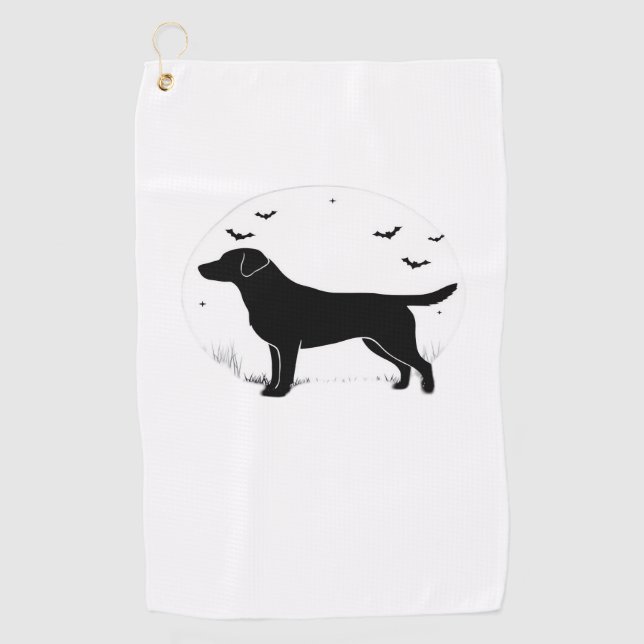 Labrador Retriever Dog - Halloween Moon Silhouette Golfhandtuch (Vorderseite)