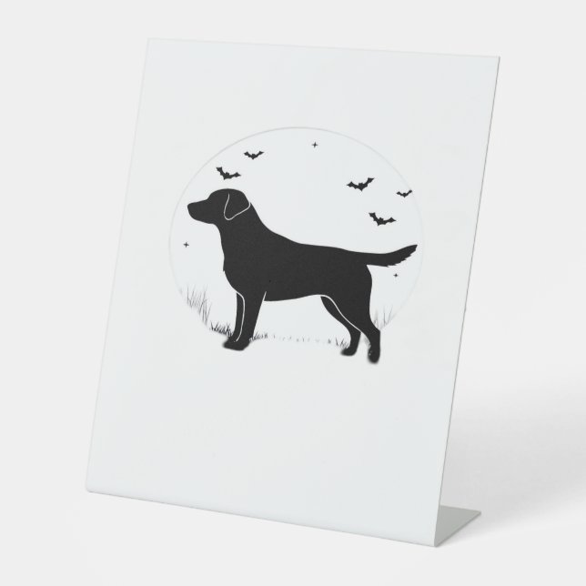 Labrador Retriever Dog � Halloween Moon Silhouette Sockelschild (Vorderseite)