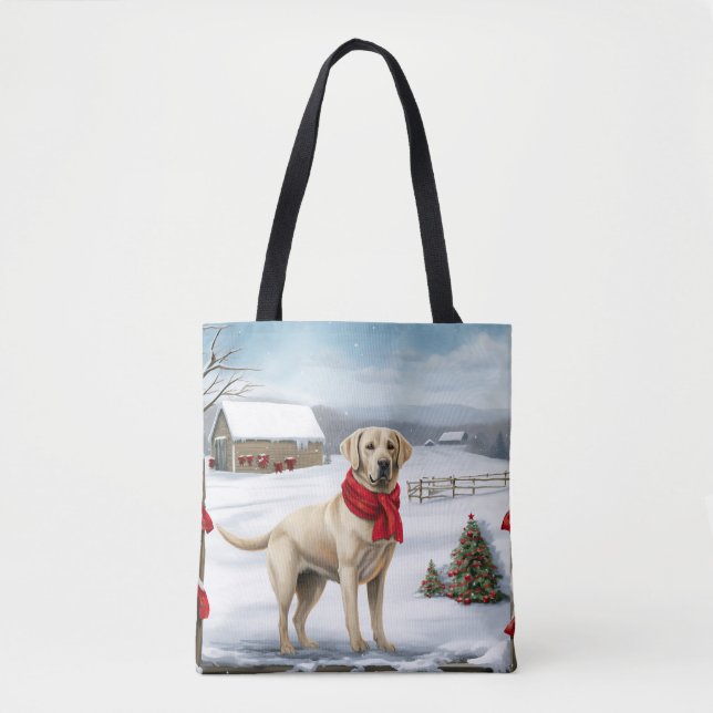Labrador Retriever Dog in Schnee Weihnachten (Vorderseite)