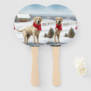 Labrador Retriever Dog in Schnee Weihnachten Fächer