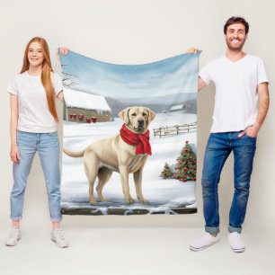 Labrador Retriever Dog in Schnee Weihnachten Fleecedecke