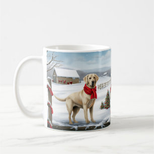 Labrador Retriever Dog in Schnee Weihnachten Kaffeetasse
