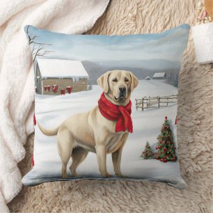 Labrador Retriever Dog in Schnee Weihnachten Kissen