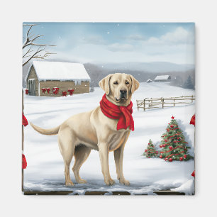 Labrador Retriever Dog in Schnee Weihnachten Magnet