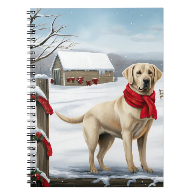 Labrador Retriever Dog in Schnee Weihnachten Notizblock (Vorderseite)