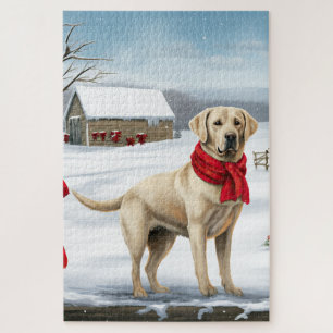 Labrador Retriever Dog in Schnee Weihnachten Puzzle
