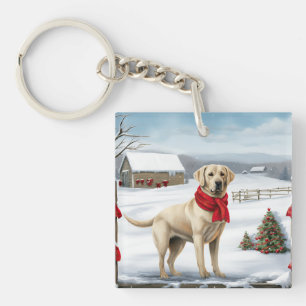 Labrador Retriever Dog in Schnee Weihnachten Schlüsselanhänger