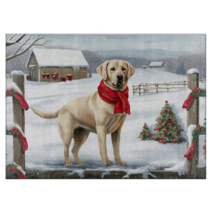 Labrador Retriever Dog in Schnee Weihnachten Schneidebrett