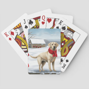 Labrador Retriever Dog in Schnee Weihnachten Spielkarten