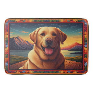 Labrador Retriever Dog Landscape Floral dekorativ Badematte