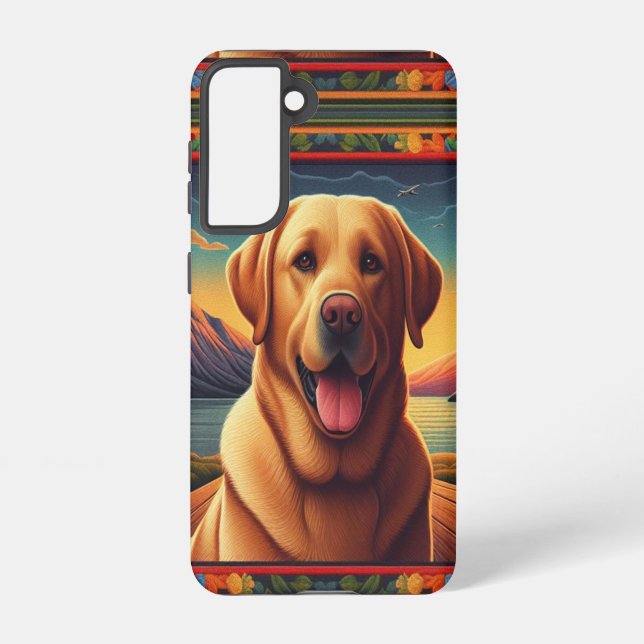 Labrador Retriever Dog Landscape Floral dekorativ Samsung Galaxy Hülle (Rückseite)