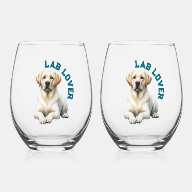 Labrador Retriever Dog Lover Weinglas Ohne Stiel (Vorderseite)