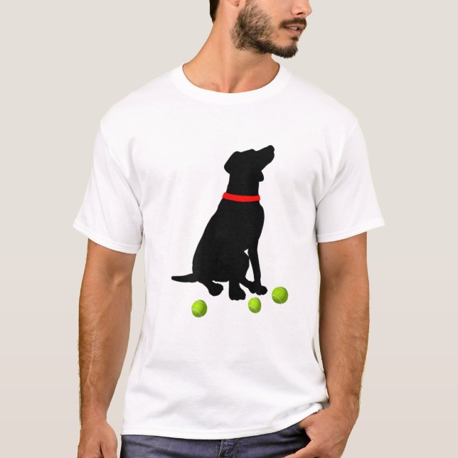 Labrador Retriever Dog mit Gelbe Labrador Tennis B T-Shirt (Vorderseite)