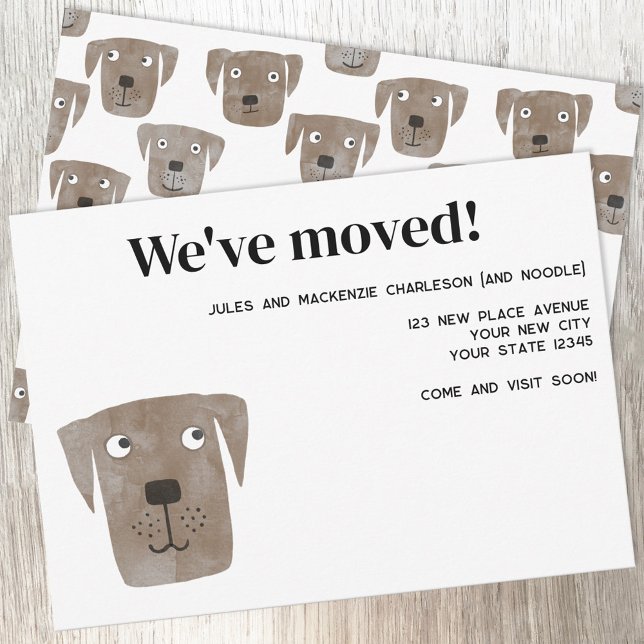 Labrador Retriever Dog Neue Ankündigung (Chocolate Labrador Retriever Dog personalized moving new home change of address announcement)