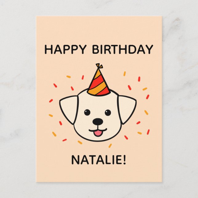 Labrador Retriever Dog | Orange Birthday Gruß Postkarte (Vorderseite)