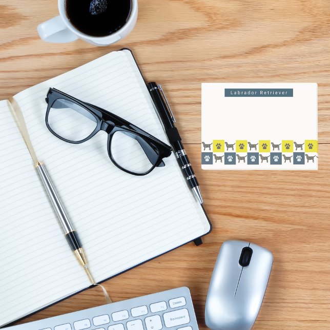Labrador Retriever Dog & Paw Yellow & Blue Grids Post-it Klebezettel (Von Creator hochgeladen)