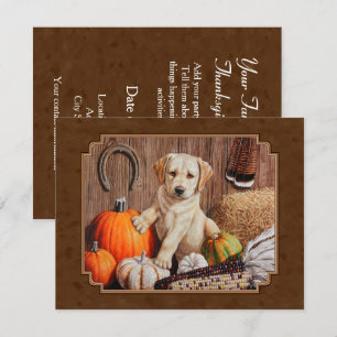 Labrador Retriever Dog & Pumpkins Brown Einladung