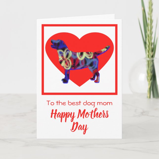 Labrador Retriever Dog Red Heart Mother Day Card Dankeskarte (Vorderseite)