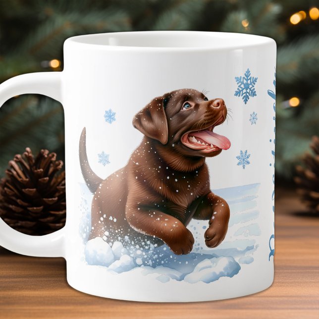 Labrador Retriever Dog Snowflakes Playful Puppy Jumbo-Tasse (Von Creator hochgeladen)