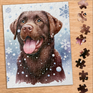 Labrador Retriever Dog Snowflakes Weihnachten Puzzle