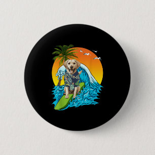 Labrador Retriever Dog Surfing Surfer Hawaii Somme Button