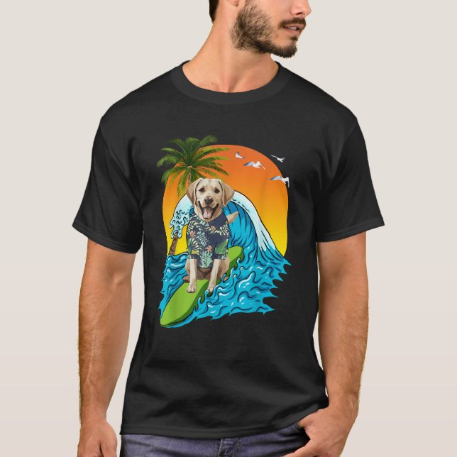Labrador Retriever Dog Surfing Surfer Hawaii Somme T-Shirt (Vorderseite)