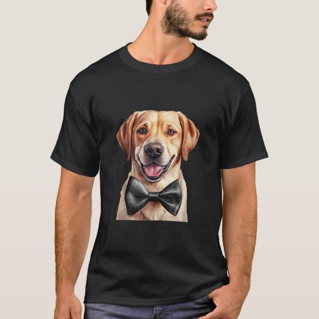 Labrador Retriever Dog Tragebow Krawatte Black Nec T-Shirt (Vorderseite)