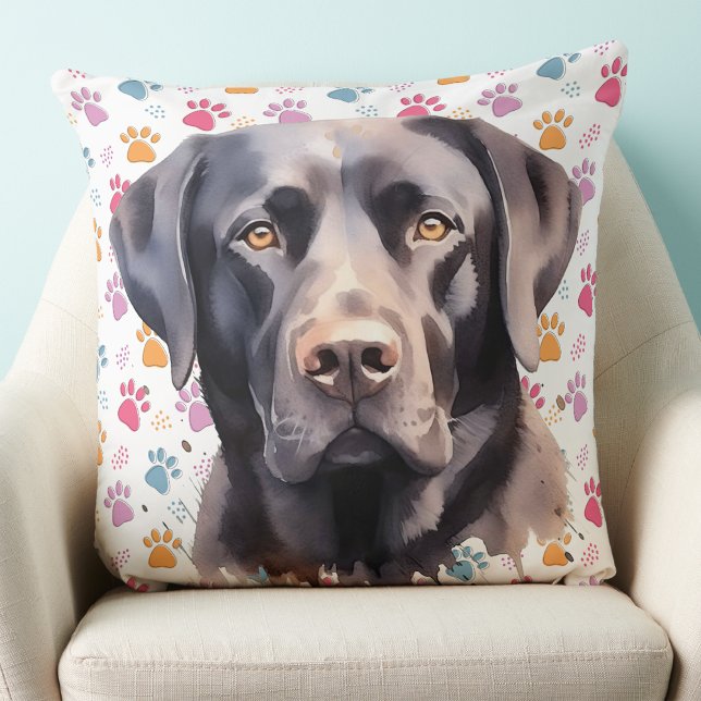 Labrador Retriever Dog Trendy farbenfrohe Paw Prin Kissen (Von Creator hochgeladen)