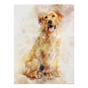 Labrador Retriever Dog Watercolor Portrait 04 Fotodruck