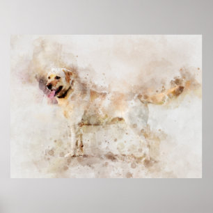 Labrador Retriever Dog Watercolor Portrait 05 Poster