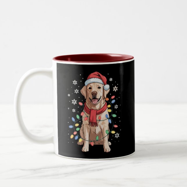 Labrador Retriever Dog Weihnachtsfeier Weihnachtsf Zweifarbige Tasse (Links)