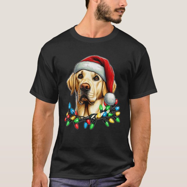 Labrador Retriever Dog Weihnachtshut Xmas T-Shirt (Vorderseite)