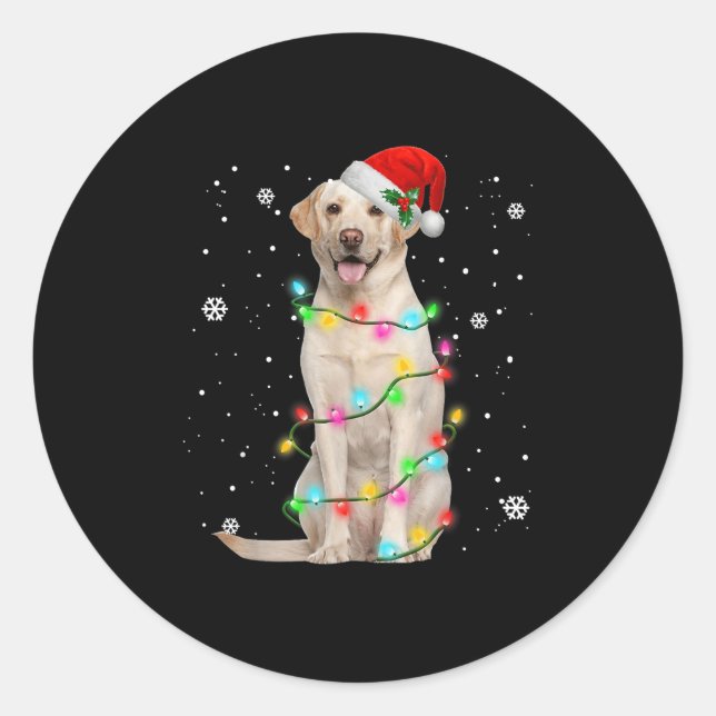 Labrador Retriever Dogs Tree Christmas Sweater Xma Runder Aufkleber (Vorderseite)
