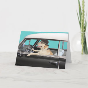 Labrador Retriever Driving Classic Car Karte