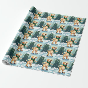 Labrador Retriever Eislaufen Weihnachtsbild Geschenkpapier