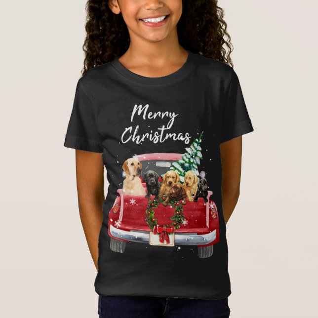Labrador retriever family Truck Christmas Pajama T-Shirt (Vorderseite)