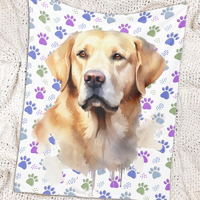 Labrador Retriever farbenfrohe Paw Prints Dog Love Fleecedecke (Von Creator hochgeladen)