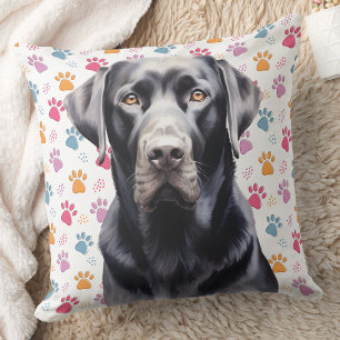 Labrador Retriever farbenfrohe Paw Prints Dog Love Kissen