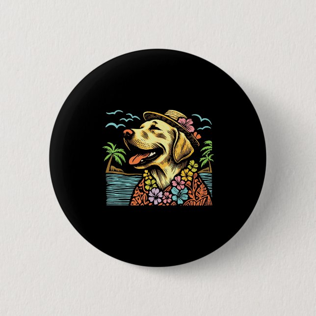 Labrador Retriever Floral Trocal Summer Vibes Hawa Button (Vorderseite)