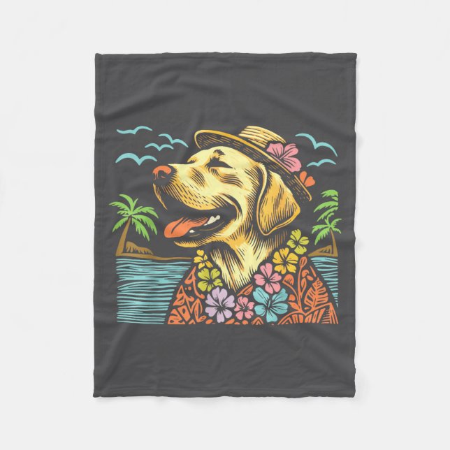 Labrador Retriever Floral Trocal Summer Vibes Hawa Fleecedecke (Vorderseite)