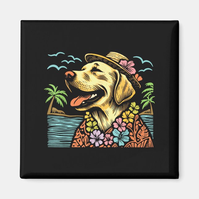 Labrador Retriever Floral Trocal Summer Vibes Hawa Magnet (Vorne)