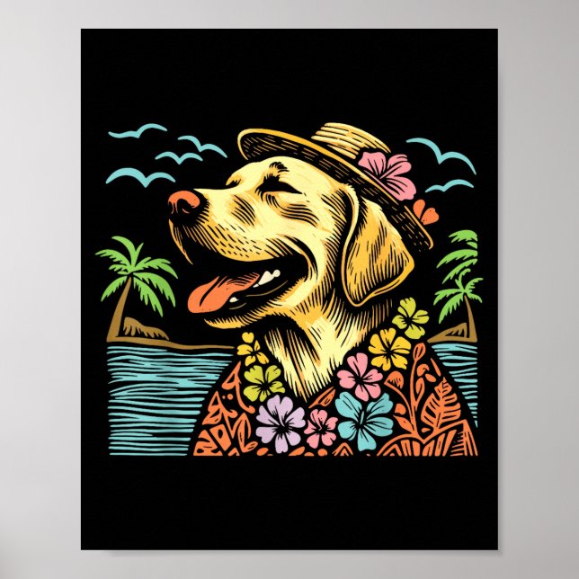 Labrador Retriever Floral Trocal Summer Vibes Hawa Poster (Vorne)