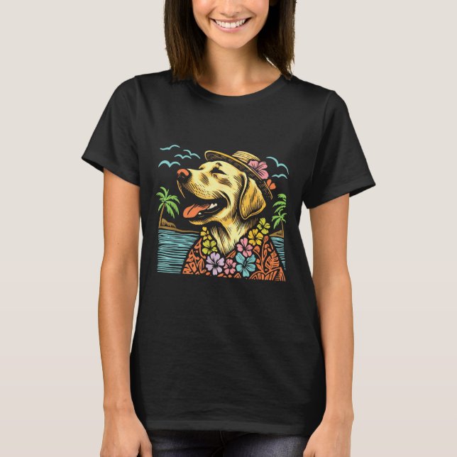 Labrador Retriever Floral Trocal Summer Vibes Hawa T-Shirt (Vorderseite)