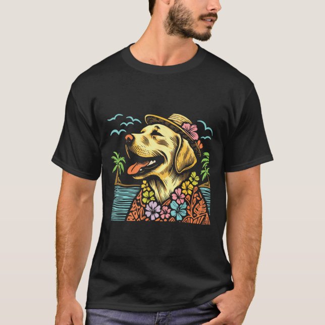 Labrador Retriever Floral Trocal Summer Vibes Hawa T-Shirt (Vorderseite)