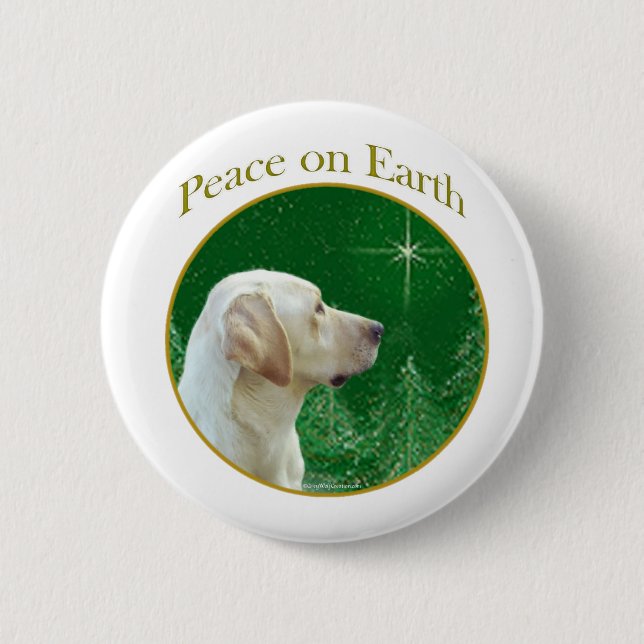 Labrador Retriever (gelb) Peace Button (Vorderseite)