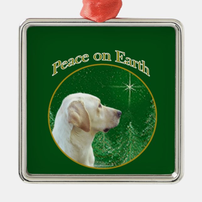 Labrador Retriever (gelb) Peace Ornament Aus Metall (Vorne)