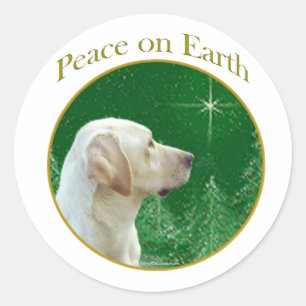 Labrador Retriever (gelb) Peace Runder Aufkleber